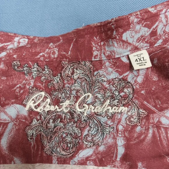 ULTRA RARE Robert Graham RULEVILLE VTG/Y2K LMTD ED? Burgundy/Lt Blue Paisley 4XL - Picture 5 of 7